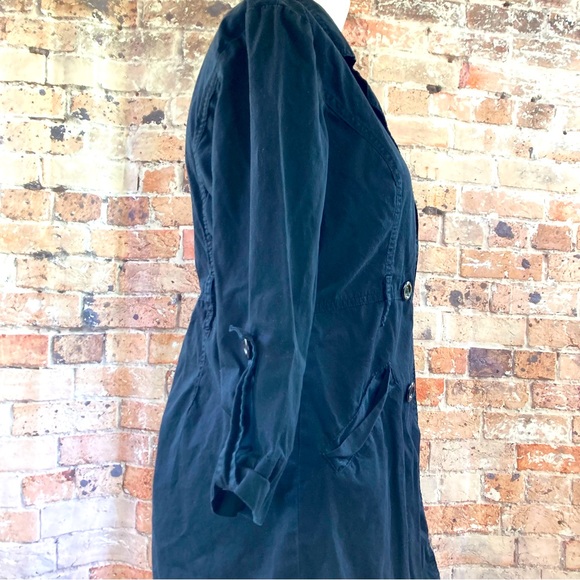 Miss LiLi Trench Coat Midi Black Sz Medium - Picture 10 of 14